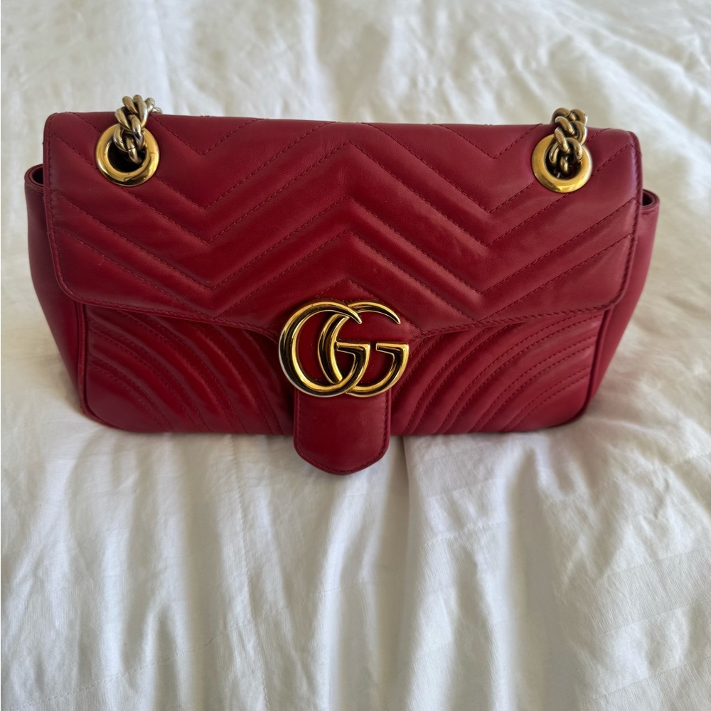 Gucci Medium Red Leather Shoulder Bag